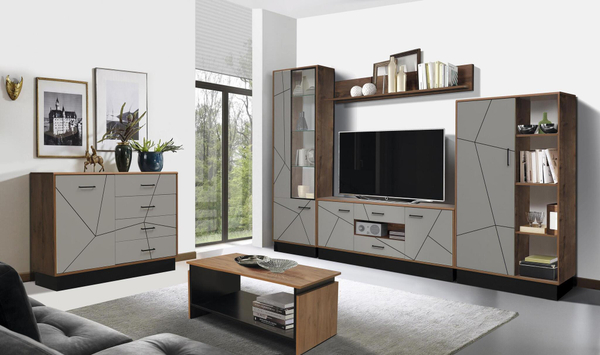 МОДУЛЬНАЯ ГОСТИНАЯ ГАММА таксония/черный/ПВХ грей ИЛИ таксония/черный/ПВХ белый