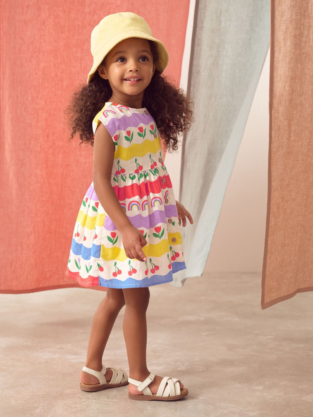 Сарафан для девочки Next AC9-280, Белый, Желтый, Сиреневый