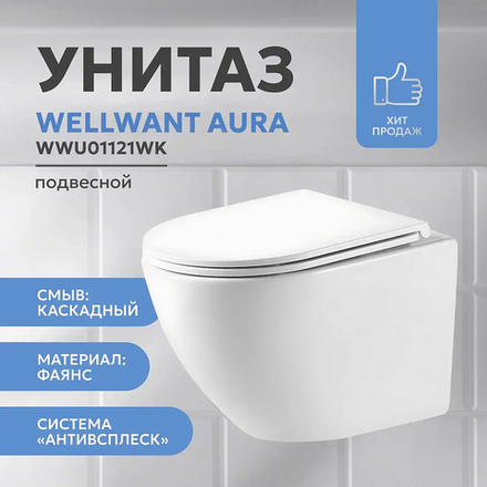 Унитаз подвесной WellWant Aura WWU01121WK с сиденьем Микролифт