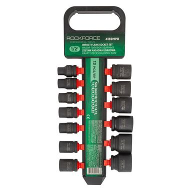 Набор головок ударных 13пр.,1/2''(10, 12-15, 17, 19, 21, 22, 24, 27, 30, 32мм), на пластиковом держателе RockForce##Rock FORCE RF-4139MPB