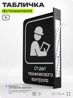 Табличка Техконтроль флажковая на стену, двусторонняя с крепежом, 19 х 25 см, для офиса, кафе, ресторана, серия COSMO, Айдентика Технолоджи