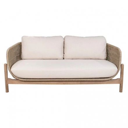 Диван деревянный плетеный двухместный Tagliamento Talara, бежевый, лен