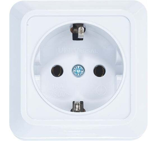 UNIVersal Олимп Розетка ОУ 1 мест. белый земля керамика О0028