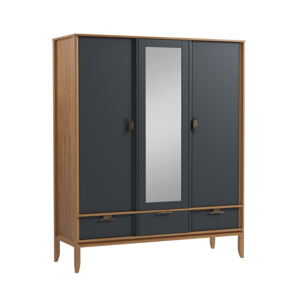 Шкаф 3х дверный с зеркалом «Бридж» браун/серый 7012