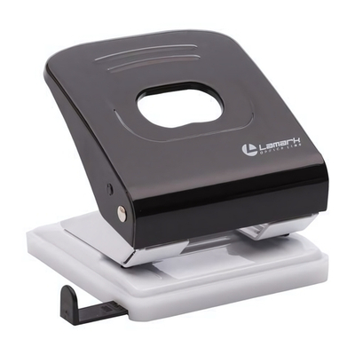 Дырокол 30л с линейкой Mettallic черный (Lamark)