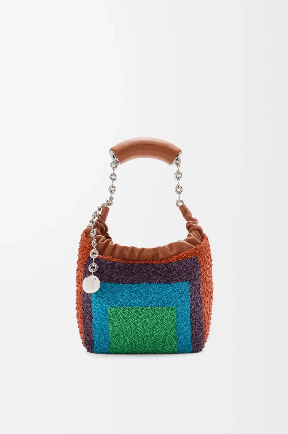 Loewe Мини-сумка-мешок Squeeze из кожи с бисером, карамельный