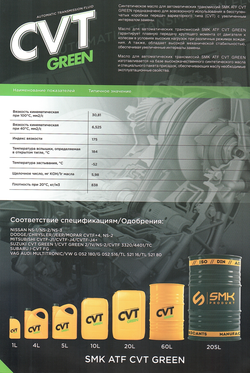 Трансмиссионное масло "ATF CVT GREEN"