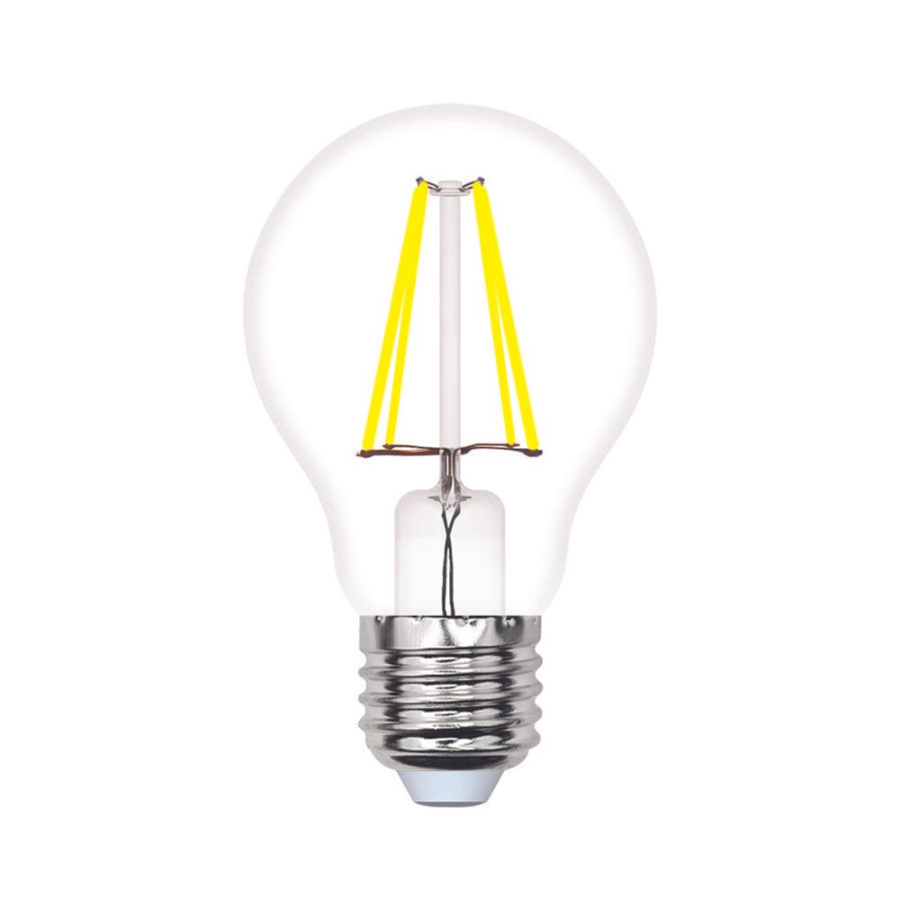 LED-A60-5W/3000K/E27/CL/SLF Лампа светодиодная. Форма A, прозрачная. Теплый белый свет (3000K). ТМ Volpe