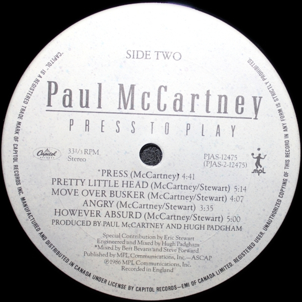 Paul McCartney / Press To Play (LP)