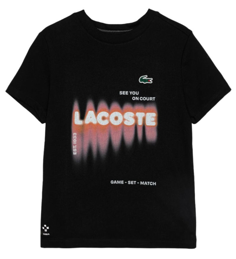 Футболка для мальчика теннисная Lacoste Tennis x Daniil Medvedev - черный