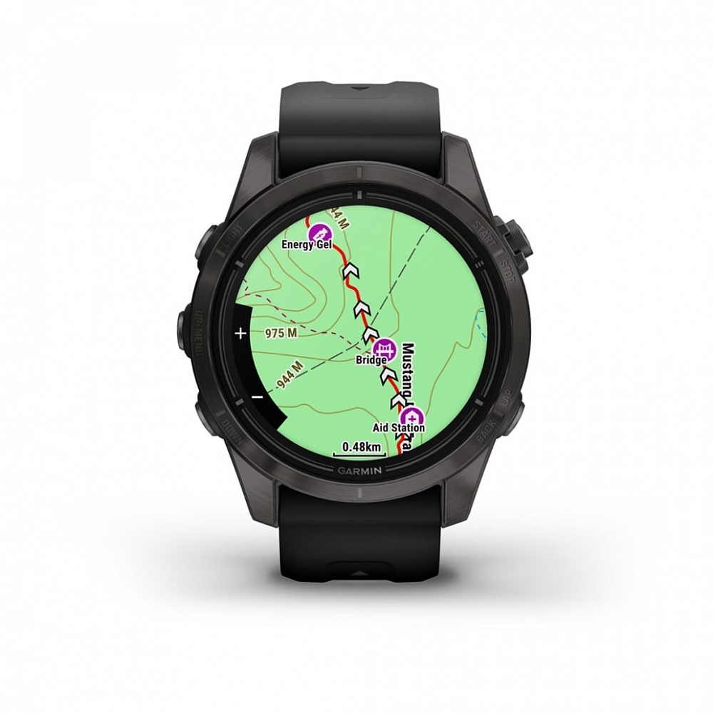 Умные часы Garmin Epix Pro (Gen 2) Sapphire Edition 42 мм, титановый, угольно-серый, DLC, черный ремешок