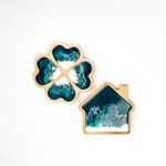 Набор деревянных менажниц из кедра для подачи блюд и закусок "домик" и "клевер". MGN6