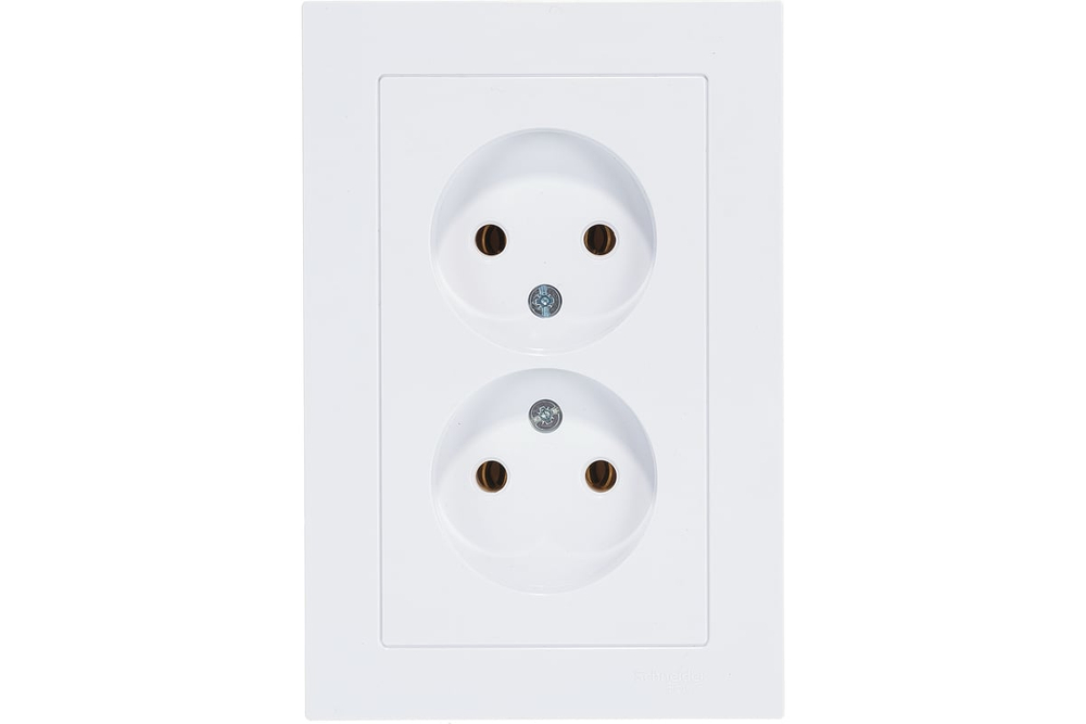 Двухместная розетка Systeme Electric ATLAS DESIGN без заземления 16А в сборе белая