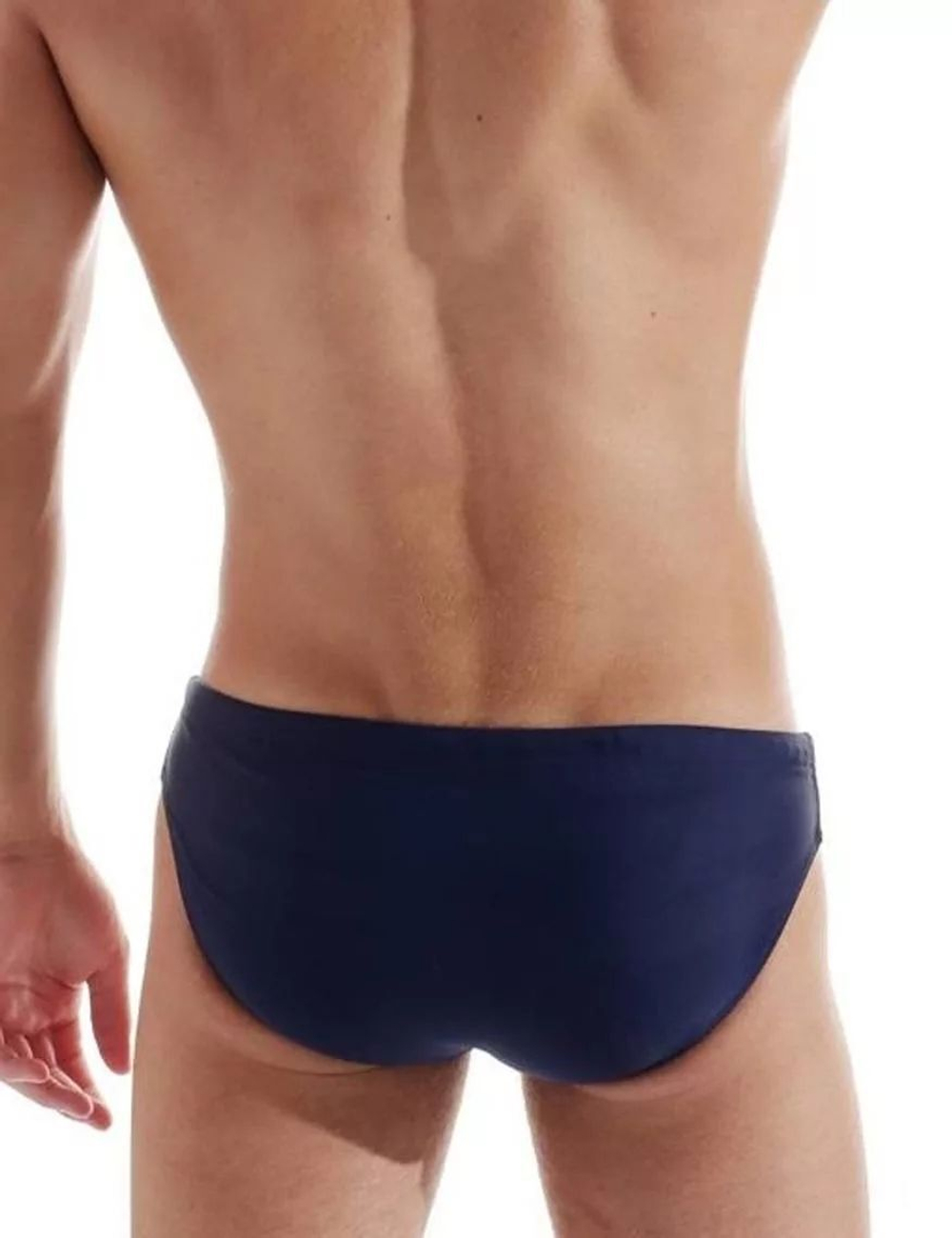 Мужские пляжные плавки с контрастной полосой (Размер: M) (Цвет: темно-синий)