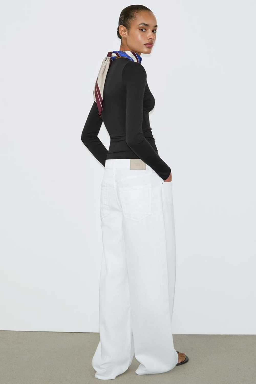 ZARA ДРАПИРОВАННЫЙ ТОП ИЗ ПОЛИАМИДА, ЧЕРНЫЙ