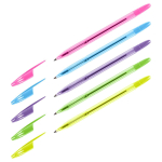 Ручка шариковая синяя, 0,7мм, неоновый микс "555" (Стамм)