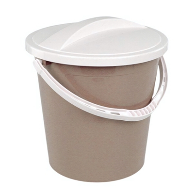 Ведро пластиковое с крышкой 8 л розово-бежевое, крышка белая РП-1016