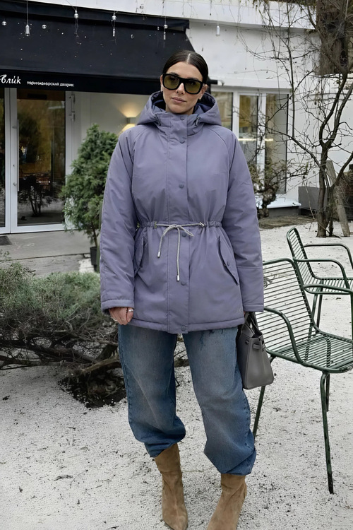 Парка женская демисезонная "Апрель" серый