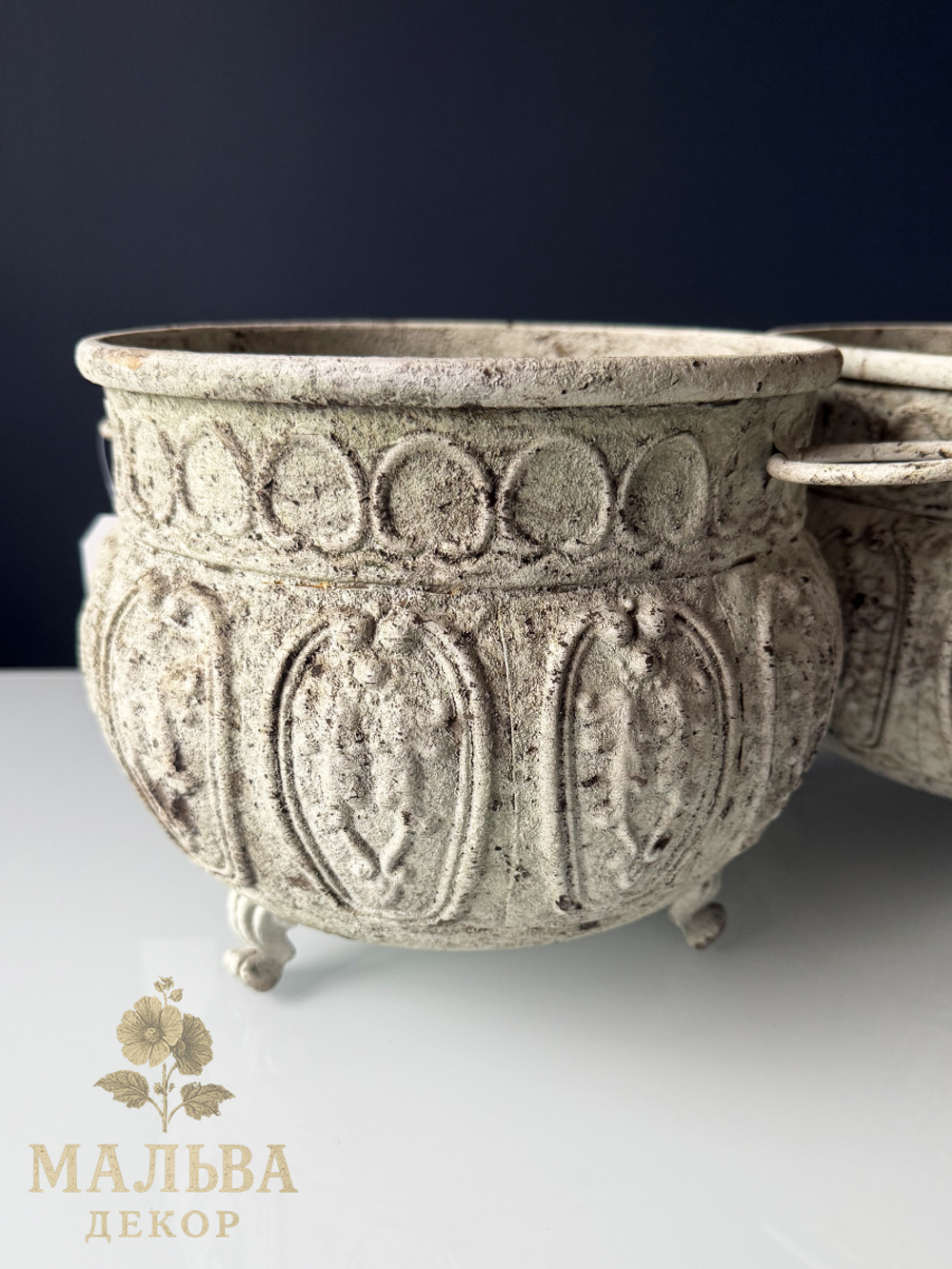 Набор из 2-х декоративных кашпо "Брокант" круглые из металла от CAMPO Home & Garden