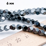 Гематит Крупная огранка бусины (имитация), цвет черный, размер около 5,5 мм, цена за отрезок 19 см (1/2 нити)