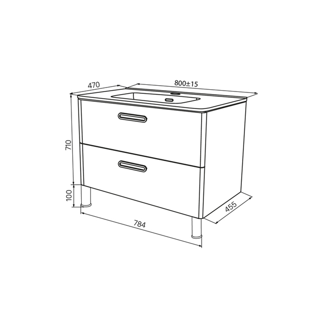Тумба напольная с умывальником IDDIS Brick, белая, 80 см,  BRI80WFi95K