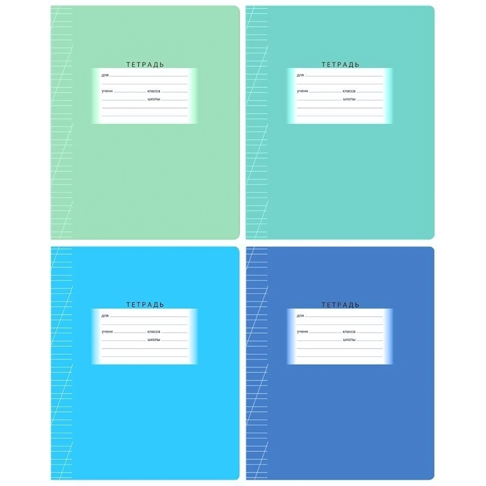 Тетрадь школьная А5 12л косая линия "Школьная" (BG) микс цветов (комплект 5 шт)