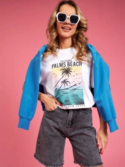 Футболка белая базовая с принтом лето 2023 большие размеры