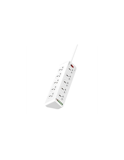 Сетевой фильтр LDNIO SC10610/ Сетевой удлинитель 2м/ 10 розеток EU_UK_US/ 2500W/ 6 USB: QC 3.0+PD 3.0 30W/ White