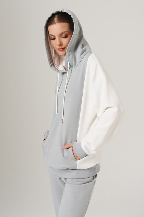 23151 Худи женский (серый / молочный)