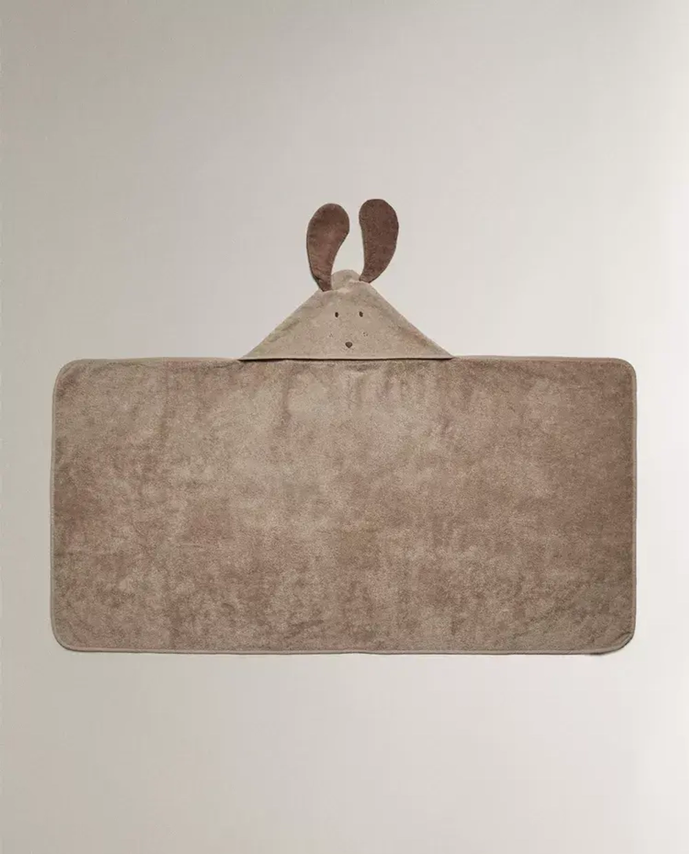 ZARA HOME ДЕТСКОЕ ПОЛОТЕНЦЕ ДЛЯ ВАННОЙ С КАПЮШОНОМ И ДЕТАЛЬЮ «СОБАЧКА», КОРИЧНЕВЫЙ