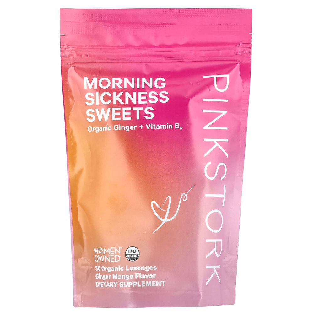 Pink Stork, Morning Sickness Sweets, имбирь и манго, 30 органических пастилок