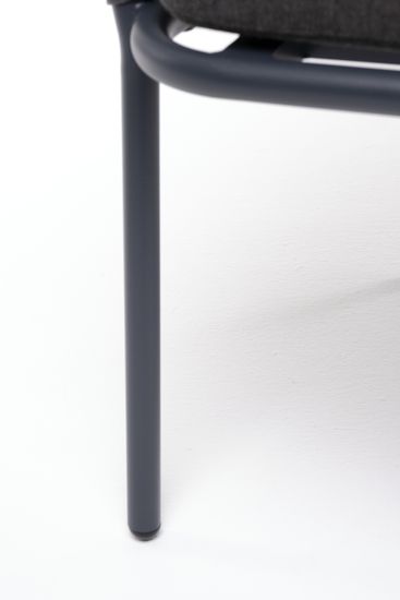 "Бордо" стул плетеный из роупа, каркас алюминий темно-серый (RAL7024) муар, роуп серый 15мм, ткань темно-серая 027