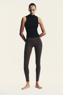 ZARA ТОП ИЗ ХЛОПКА И МОДАЛА, ЧЕРНЫЙ