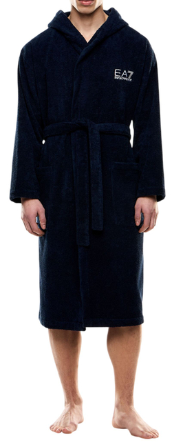 Теннисное полотенце EA7 Cotton Terry Bathrobe - navy blue