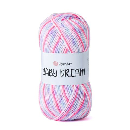 Беби Дрим (Baby Dream) пряжа YarnArt 100%акрил 5х100г/300м (5235 ярко розовый-белый-сиреневый-св.голубой)