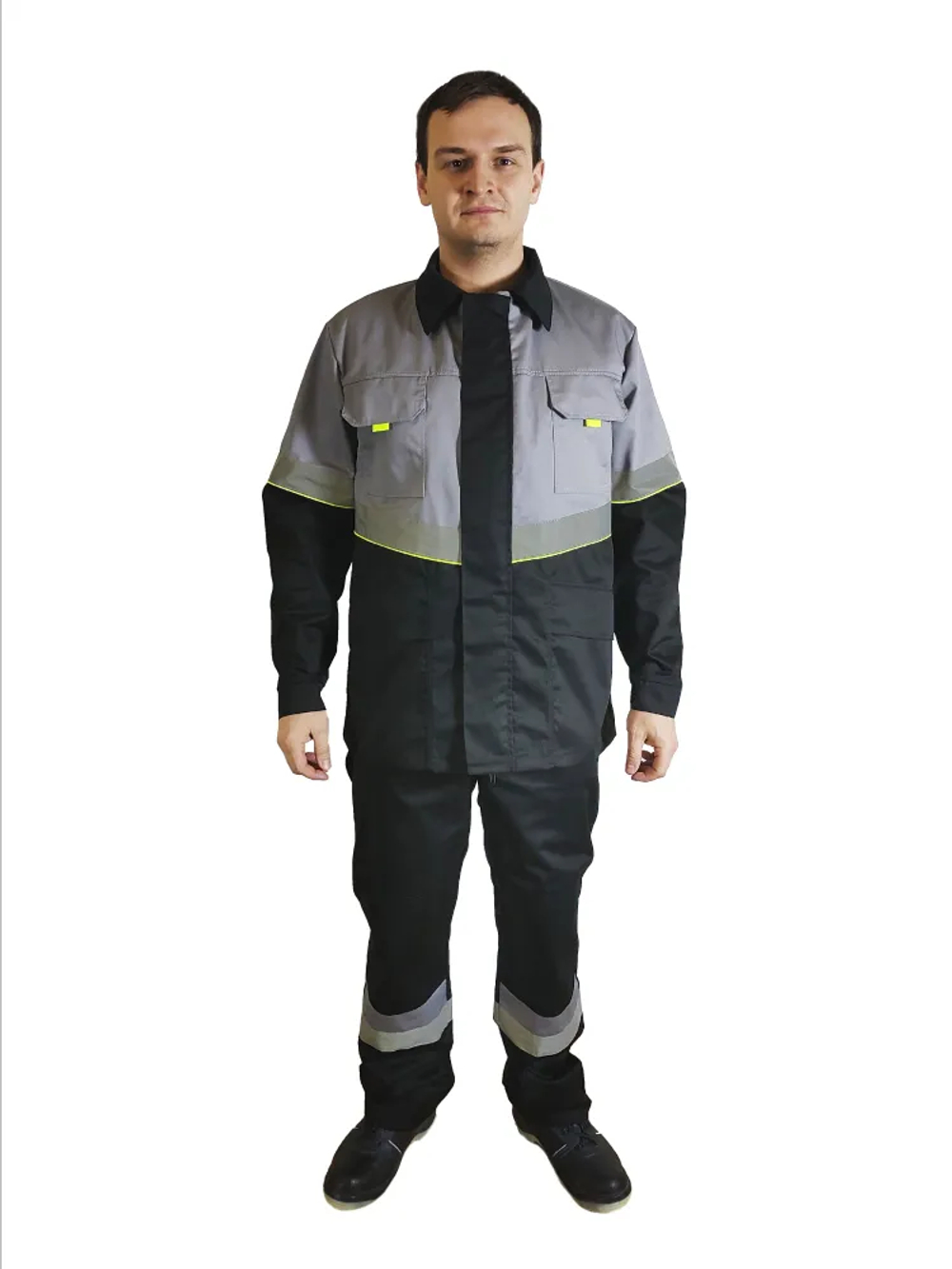 Костюм мужской летний «ЮЖНАЯ ШИРОТА» (куртка+полукомбинезон) цв.черный/серый