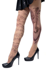 Колготки +size с принтом в виде нот и гитары (Размер: XL-XXL-XXXL) (Цвет: бежевый)