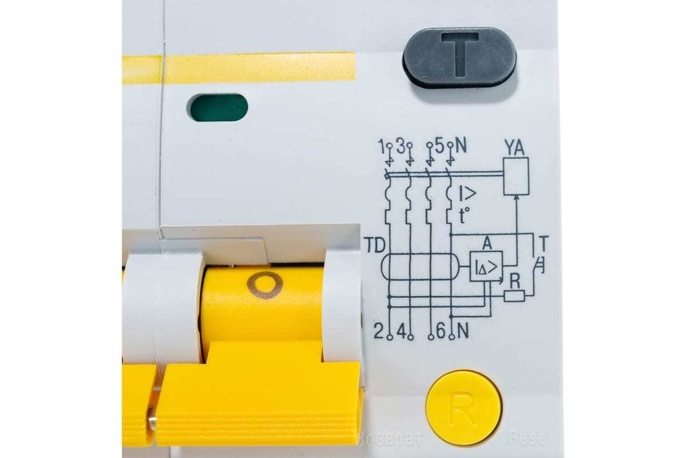 Дифференциальный автоматический выключатель АД14 4Р 25А 30мА IEK