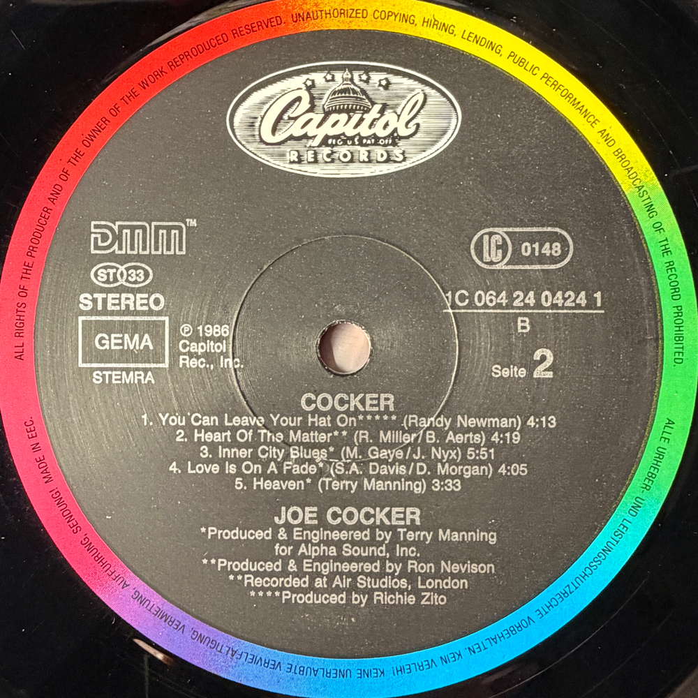 Joe Cocker - Cocker (Европа 1986г.)