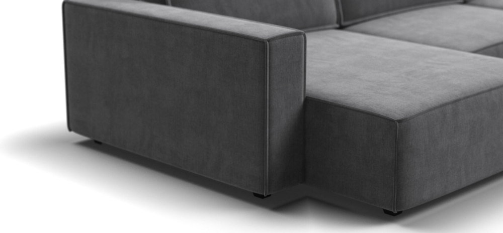 П-образный диван BOSS SOFT MODOOL велюр Monolit серый