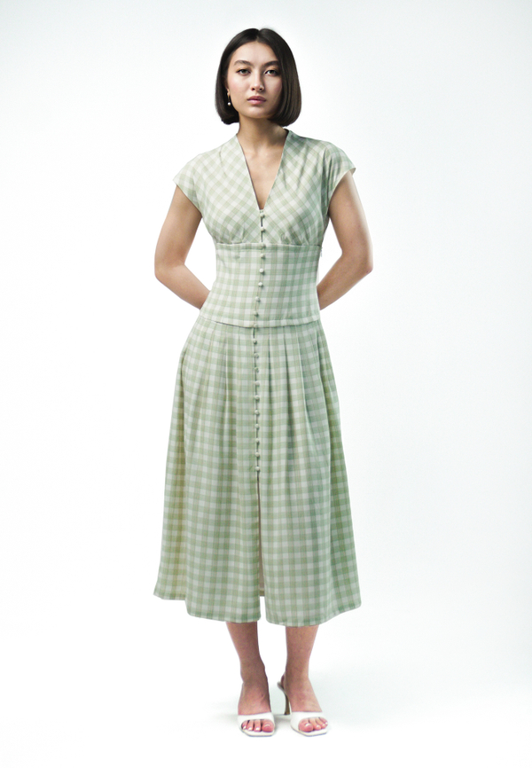 Платье корсетное в мелкую клетку