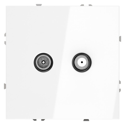 Розетка телевизионная встраиваемая VOLTUM S70 оконечная TV+SAT, (белый глянцевый)