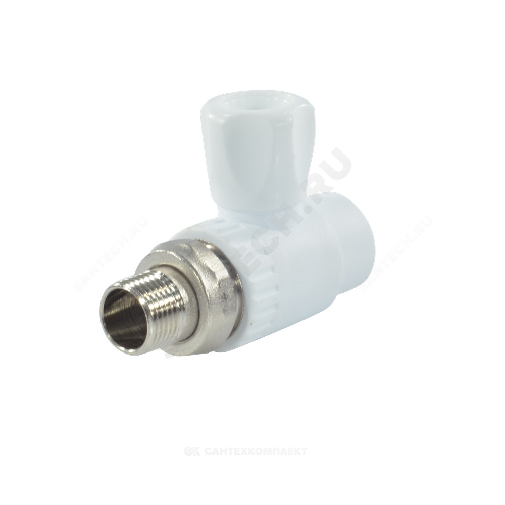 Кран шаровой PP-R белый Дн 25х3/4" НР прямой для радиатора RTP (РосТурПласт) 27861