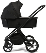 Детская коляска Peppy Monaco 3 в 1 с автокреслом Rise Milk Black (черный), рама черная матовая