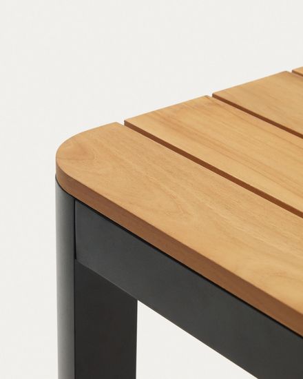 Bona Уличный стол из алюминия в черной отделке и тикового дерева 160 x 90 см Испания La Forma