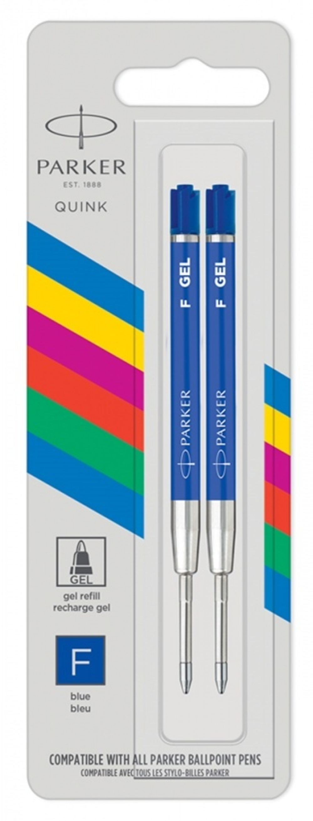 Гелевые стержни Parker "Gel Ball Point", цвет Blue, толщина линии F (0.5), в блистере 2 шт.