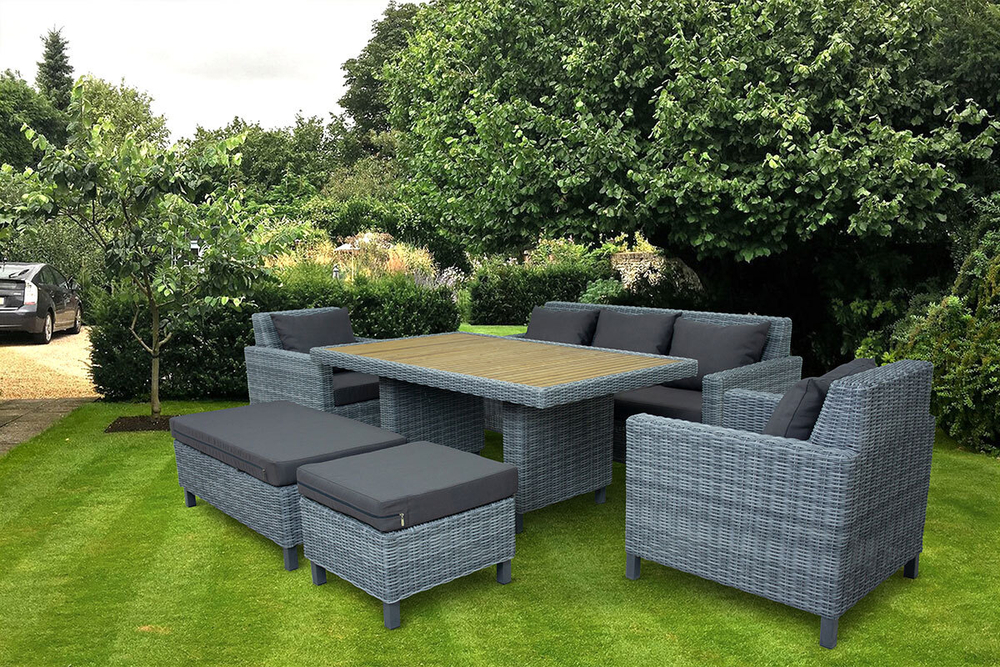 Стол прямоугольный с деревянной столешницей MOKKA BELLA, серый