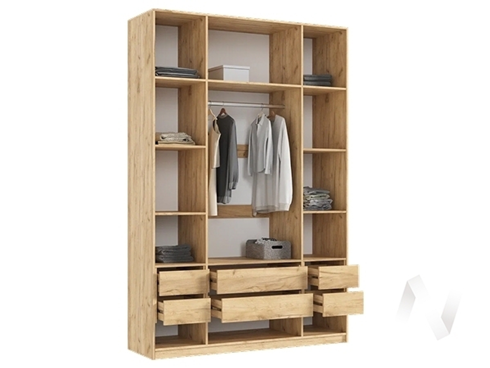 Шкаф 4-х ств.(1600) с доп.ящиками Марвэл (дуб крафт/браш мени грин)