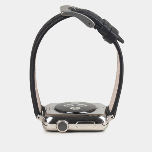 Ремешок для Apple Watch 44/45/46 mm из кожи теленка, черного цвета