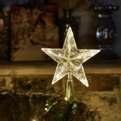 ULD-H1515-010-STB-2AA WARM WHITE STAR-2 Украшение светодиодное для ёлки Звезда-2. 15см. на батарейках не в-к. 10 светодиодов. Теплый белый свет. Прозрачный провод. TM Uniel.